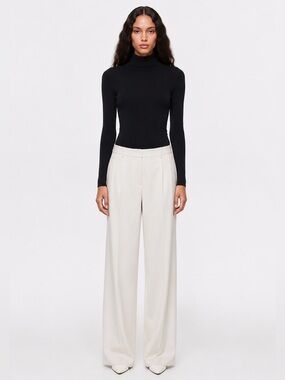 MAJE black ribbed knit bodycon turtleneck longsleeve top jumper chic s/ xs NEW